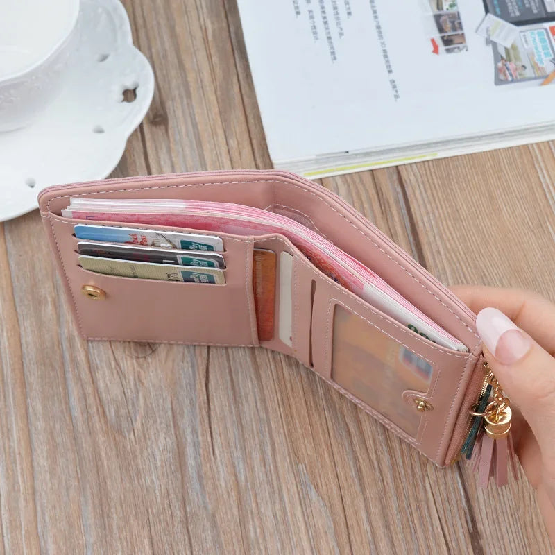 2023 New Women's Wallet PU Leather Women's Wallet Made of Leather Women Purses Card Holder Foldable Portable Lady Coin Purses