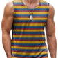 Vintage Striped Graphic Tank Tops For Men Fashion Casual Summer Sleeveless 3D Printed Vest Loose Crew Neck Quick Dry Sports Tees