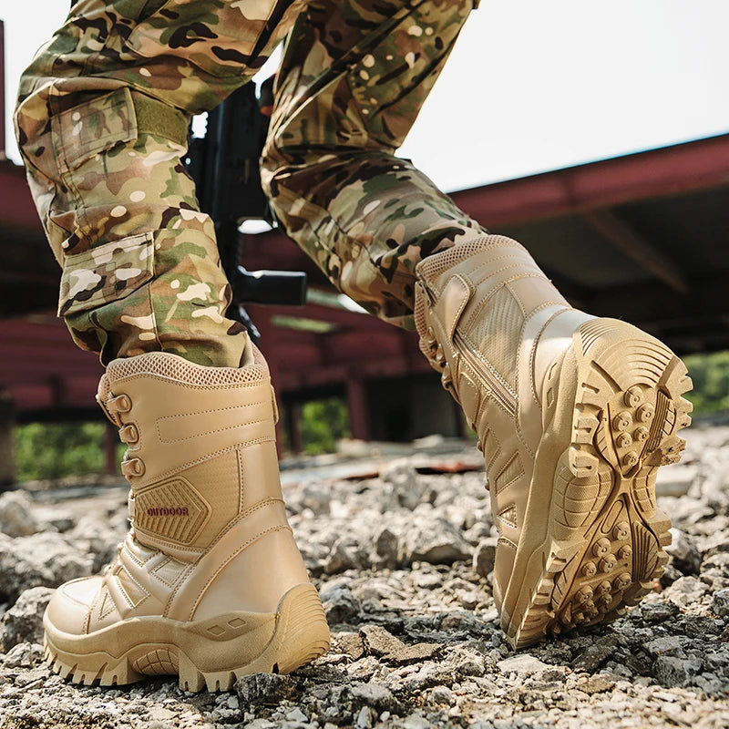 YISHEN Men Military Tactical Boots Ankle Boost Special Force Desert Safety Shoes Combat Army Boots Bottes Militaires Pour Hommes