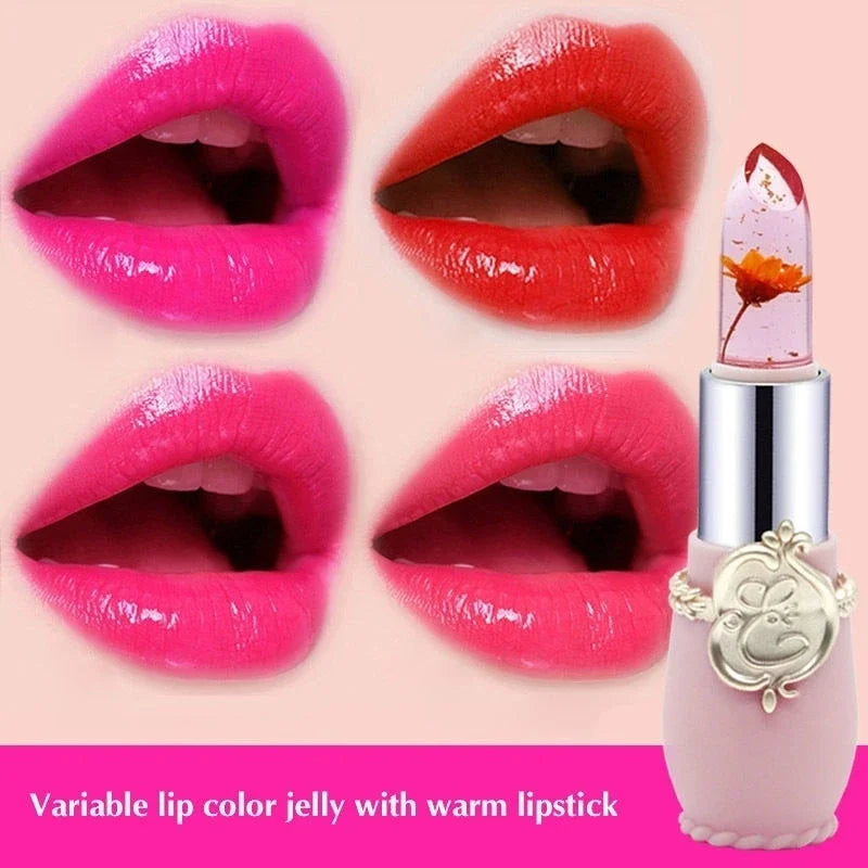 Crystal Jelly Flower Lipstick Temperature Color Changing Lip Balm Makeup Moisturizing Long Lasting Magic Lipsticks