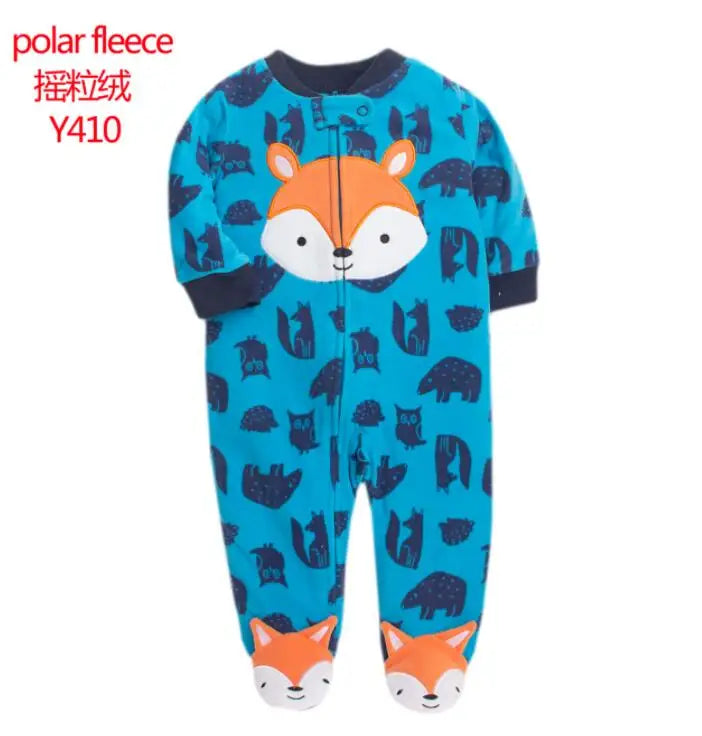 Baby Pajamas Zipper Fleece Newborn Girls Romper Warm Winter Underwear One Piece Overalls Boys Outfits Truck Infants Clothes