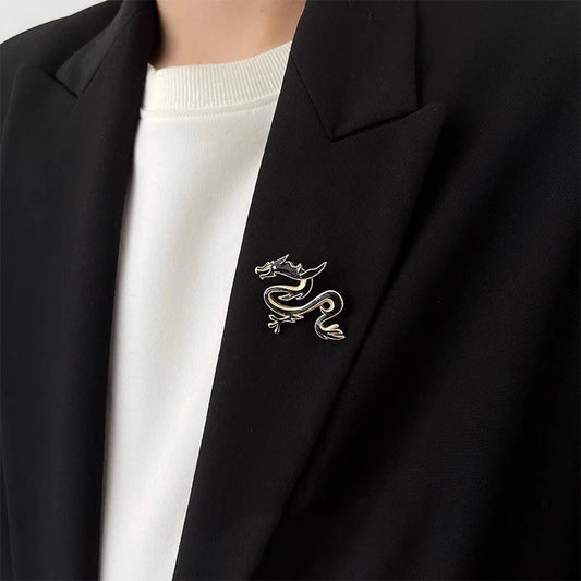 Fashion Suit Shirt Accessories Retro Dragon Totem Brooch Personality Men's Zodiac Pin