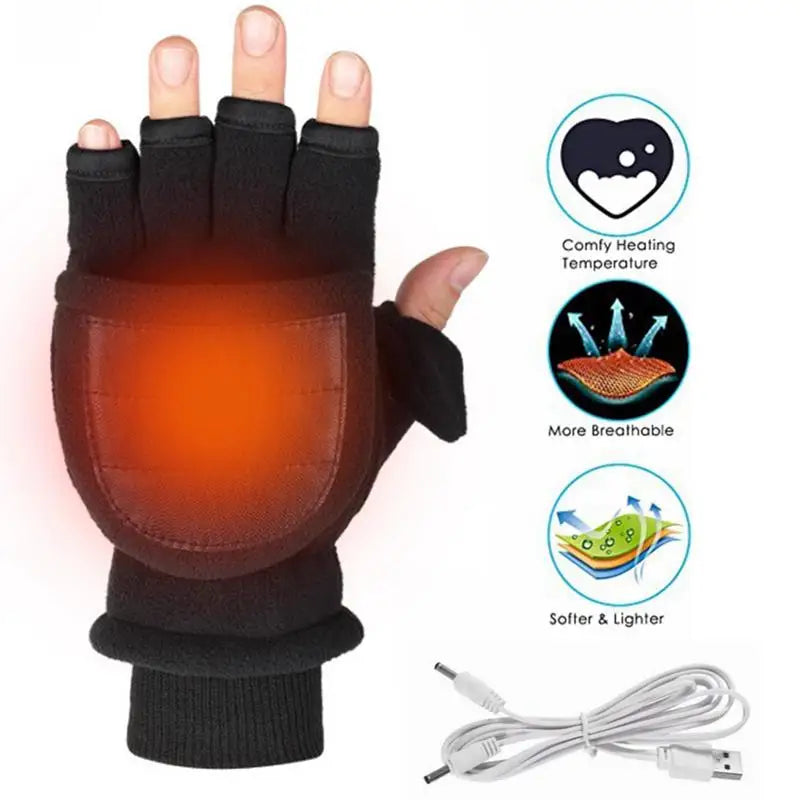 Winter Heated Gloves Adjustable Temperature Motorcycle Cycling Gloves USB Electric Heating Skiing Gloves Men Gants Chauffants