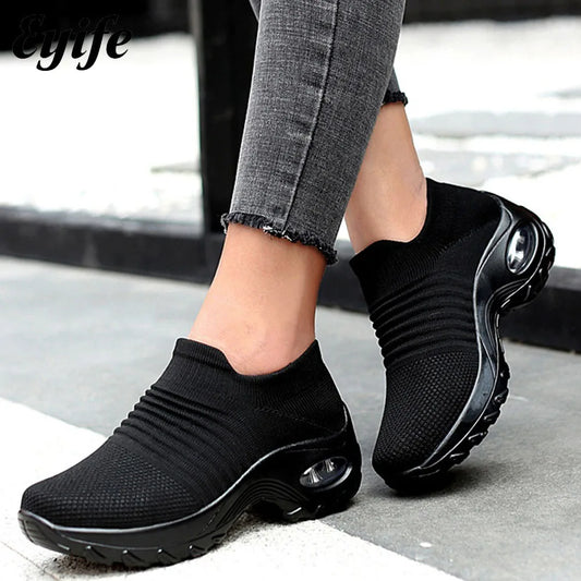 Women's Sneakers 2023 New Fashion Mesh Ladies Slip On Breathabe Sport Shoes 35-43 Large-Sized Female Outdoor Running Loafers