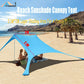 Family Beach Sunshade 2M*2.1M Large Area Lightweight Sun Shade Tent With Sandbag UPF50+ UV Large Portable Beach Canopy