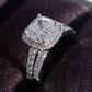 2023 New silver color bride Cushion Cut Finger Ring Sets For Women Jewelry Pure Wedding Engagement Rings Personalized R4211