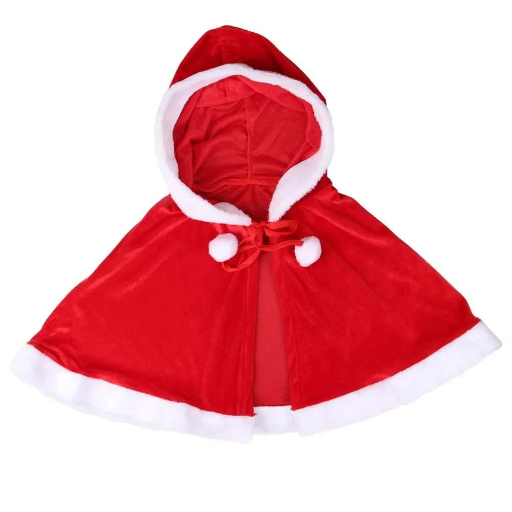 New Xmas Plush Girl Shawl Party Costumes Hooded Red Cape Autumn Winter Cosplay Christmas Cloak