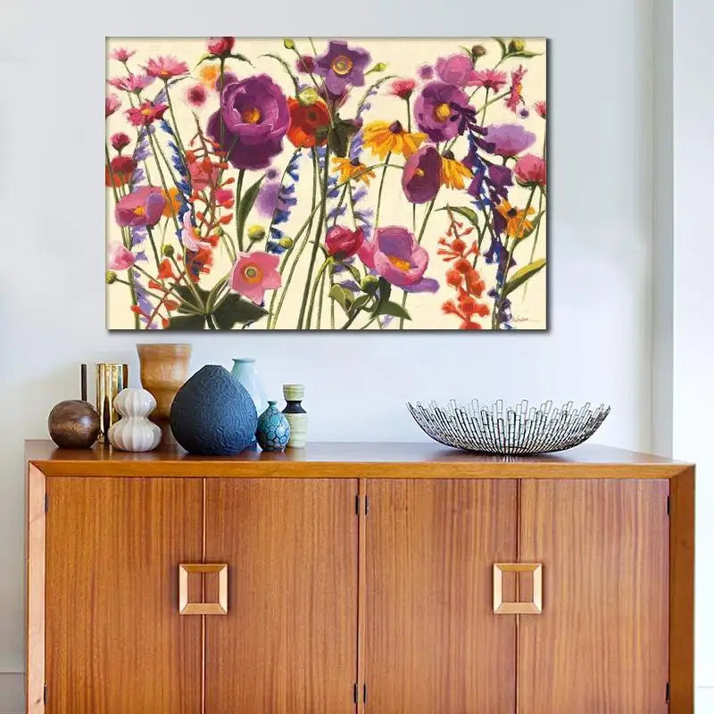 Flower Beautiful Canvas Wall Art Handmade Modern Painting Picture for Living Room Decor Couleur Printemps Abstract Artwork