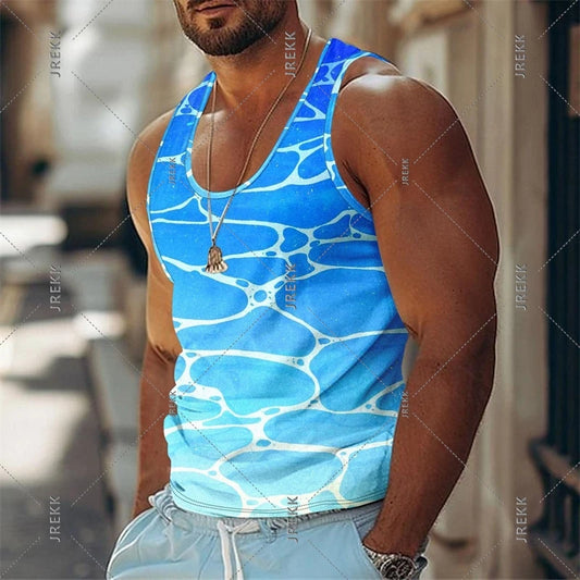 Sea Beach Casual Funny Tank Top For Men 3D Print Effect Quickly Dry Basketball Vest 2025 Summer Simple Fashion Sleeveless Top