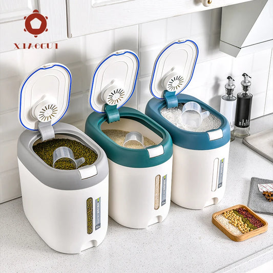 XIAOGUI 5KG/10KG Rice Dispenser Kitchen Organizer And Storage Container Home Box Cereal Jar Botes Cocina Almacenaje Alimentos