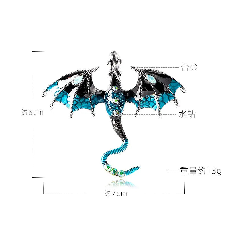 Creative Enamel Dragon Brooches For Women Men Fashion Rhinestone Flying Legend Animal Party Brooch Clothing Lapel Pins Gifts