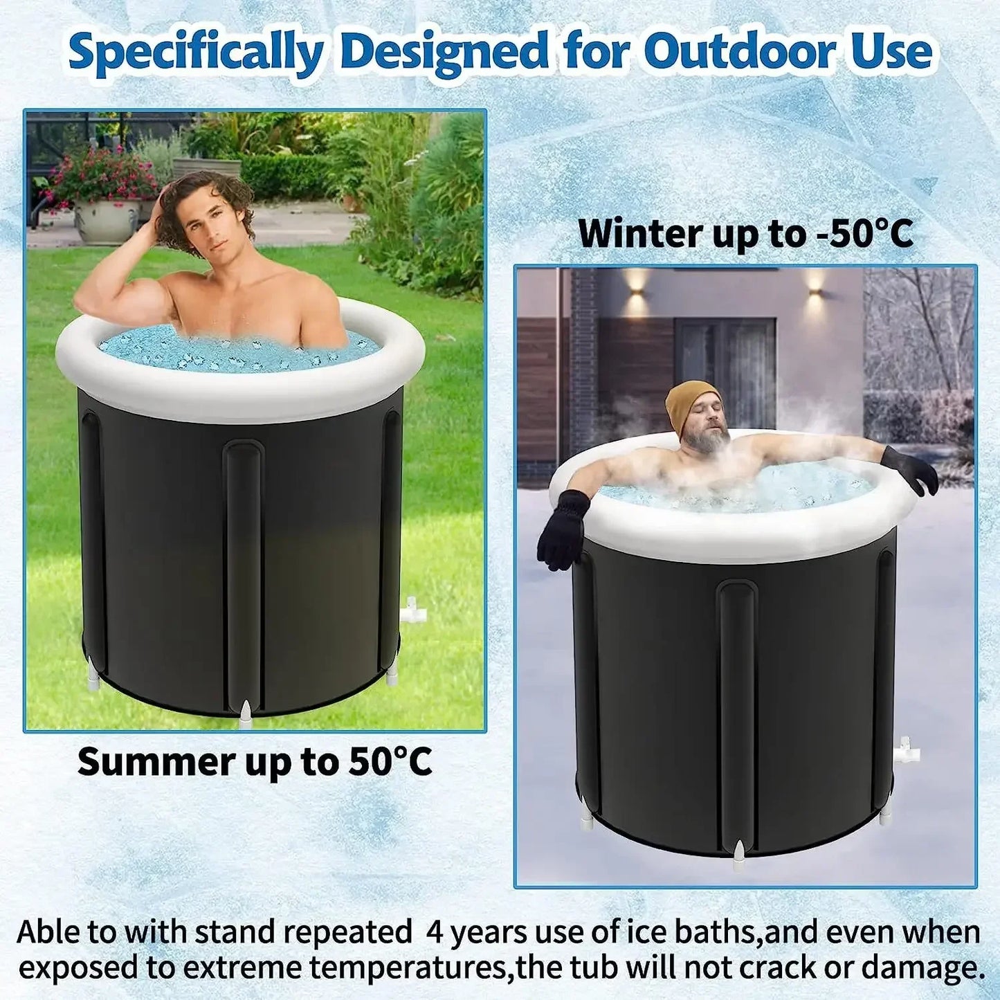 Black Bubble Bath Bucket fittings Folding Adult Portable Bathtub outdoors PVC Inflatable SPA Ice Bath Challenge Ice Therapy