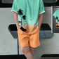 2 Piece Summer Casual Everyday Men's Short Sleeve Shorts Set Hawaiian Print Men's T-shirt Outdoor Sports Men's Beach Shorts