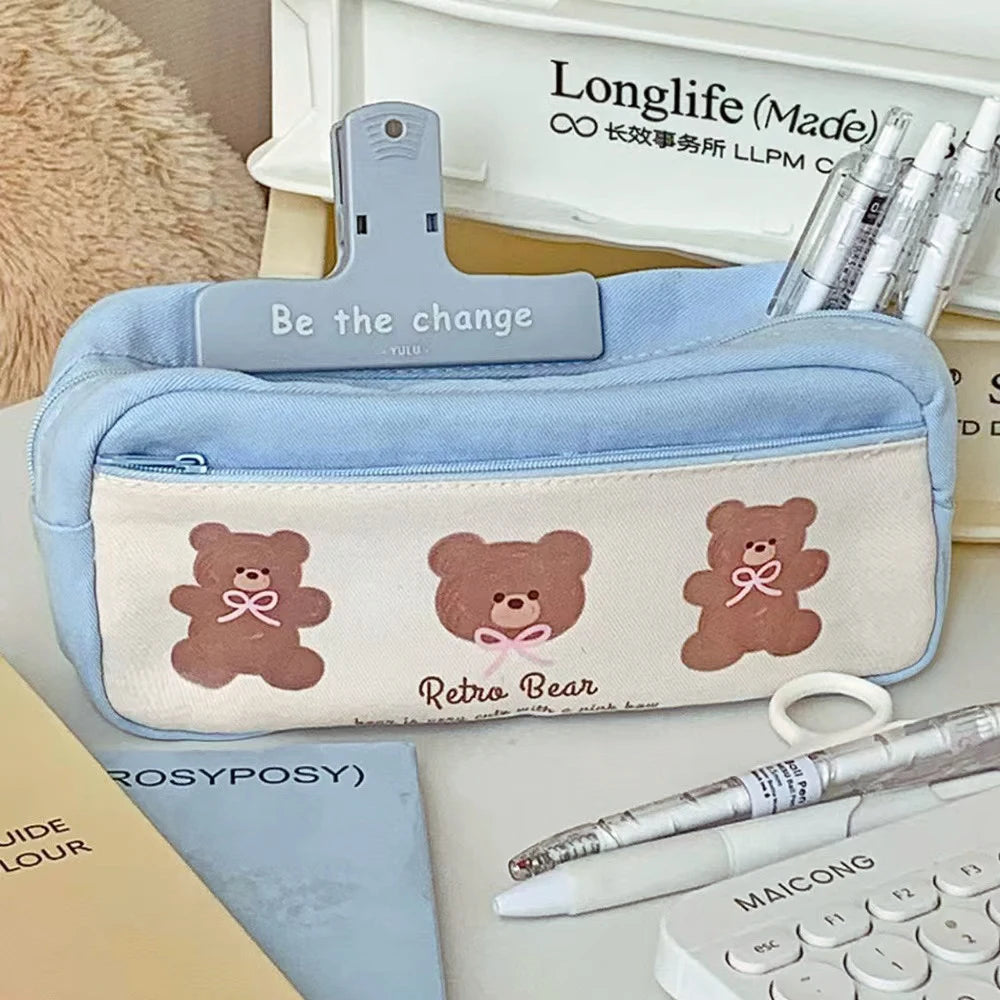 back to School supplies Girl school kit Pencil box pencil Bag pencil pouch cute Bear School pencil cases kawaii stationery items