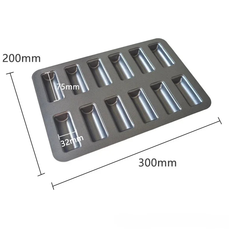 12 Hole Japanese Style Cake Mold  Black Carbon Steel Home Use Kitchen Decor Baking Bread Baking Accessories Pastry Utensil