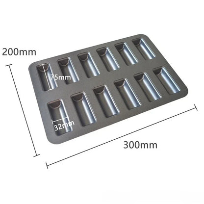 12 Hole Japanese Style Cake Mold  Black Carbon Steel Home Use Kitchen Decor Baking Bread Baking Accessories Pastry Utensil