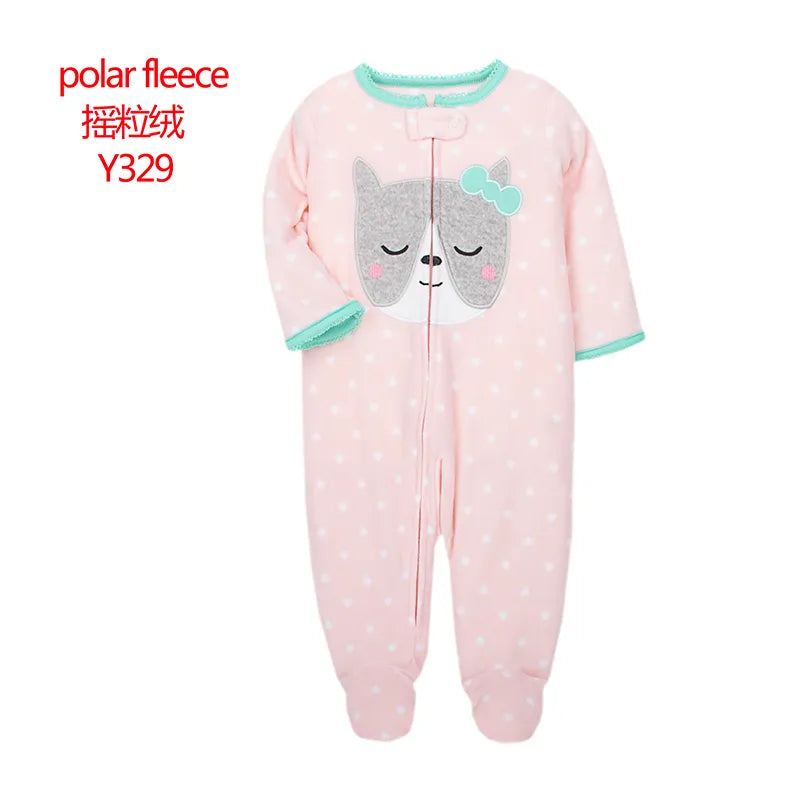 Baby Pajamas Zipper Fleece Newborn Girls Romper Warm Winter Underwear One Piece Overalls Boys Outfits Truck Infants Clothes