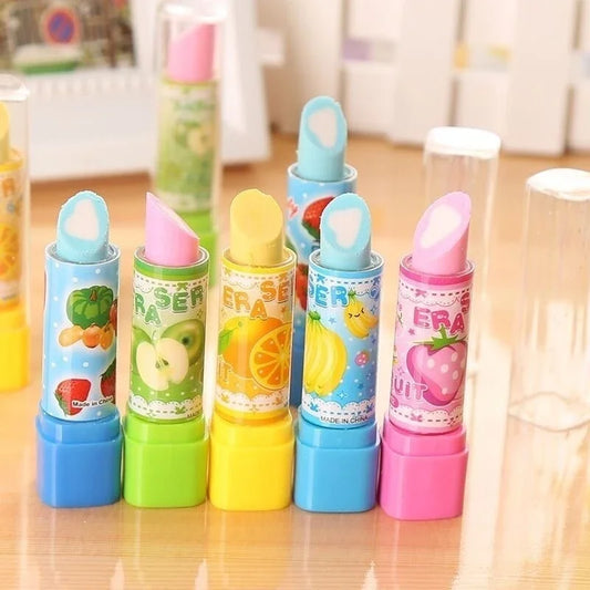 4Pcs/Set Kawaii Drawing Tools School Supplies Items Erasers For Kids Rubber Cute Korean Style Middle  Lipstick Stationery