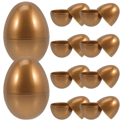 10pcs Golden Eggs Plastic Easter Eggs Fillable Easter Eggs Easter Egg Shape Candy Boxes Decoration Twisted Eggshell 55*75mm