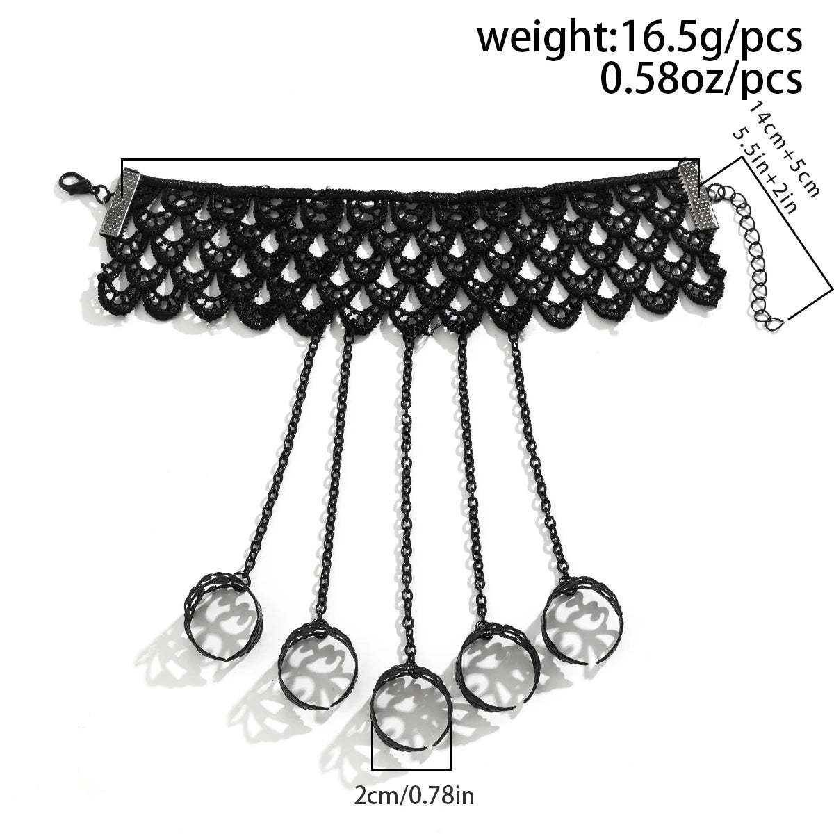 Lacteo Gothic Black Finger Ring Wide Lace Bracelet for Women Trendy Connect Hand Back Chain Bangle Jewelry Party Gift Girls New