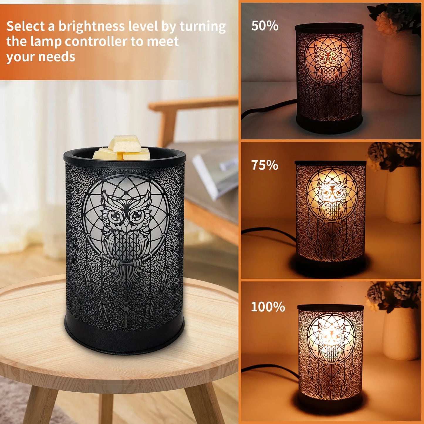 Wax Melt Warmer for Scented Wax Owl Warmer Scented Melter Candle Wax Burner Warmer Fragrance Warmer LED Light Smokeless Wax Melt