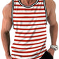 Mens Retro Stripe 3D Printed Tank Tops Fashion Summer Sleeveless Casual Sports Vest Loose Quick Dry Breathable Tees Clothes