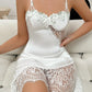 Women Sexy Nightwear Lace Nightgowns V-neck Sleeveless Lace Silk Satin Nightdress Nightwear Sleepshirts Sleep Wear Clothes
