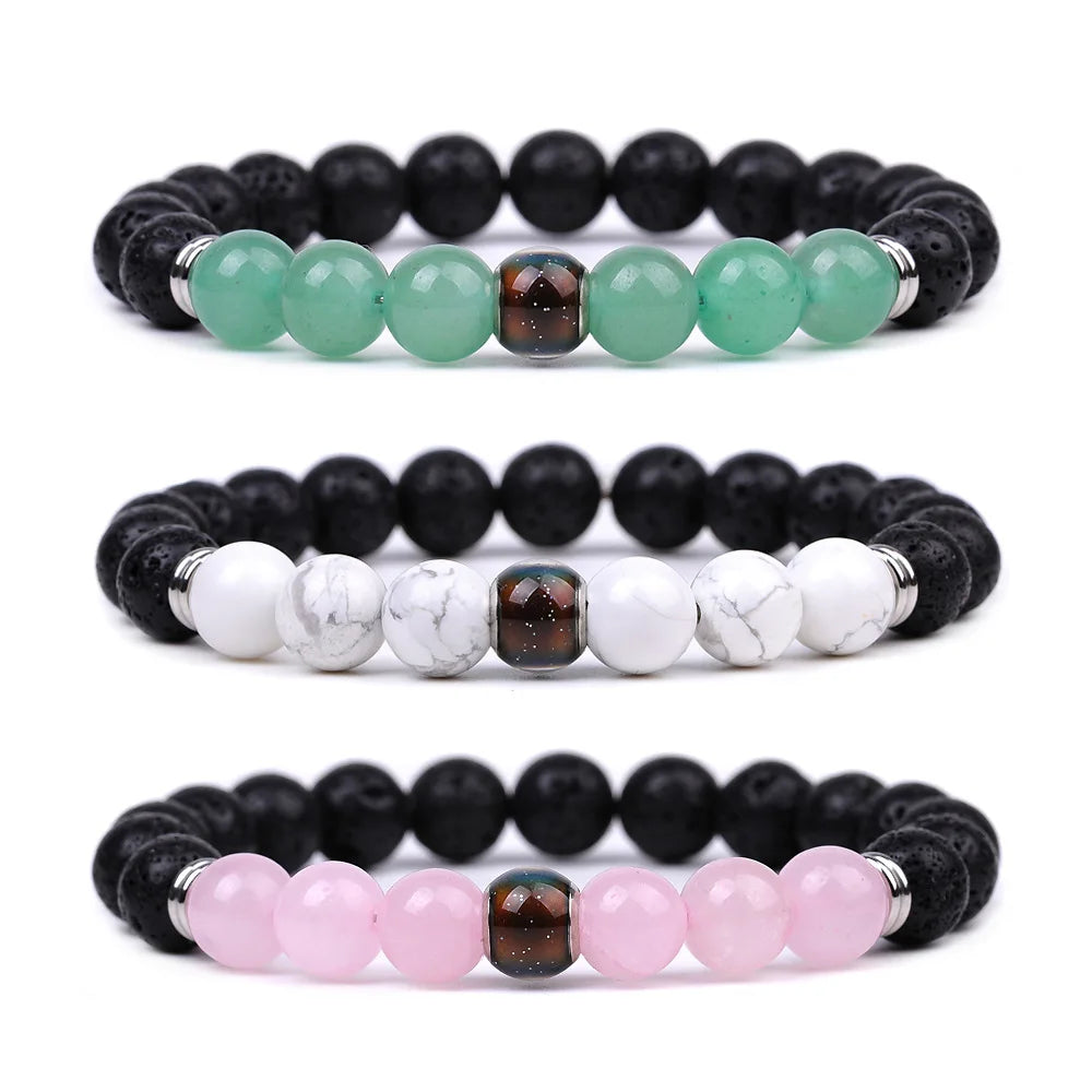 Hematite Changing Color Mood Bracelets Men Emotion Temperature Sensing Beads Anklet Women Tiger Eye Stone Bracelet Smart Jewelry