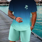 2 Piece Summer Casual Everyday Men's Short Sleeve Shorts Set Hawaiian Print Men's T-shirt Outdoor Sports Men's Beach Shorts