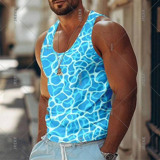 Sea Beach Casual Funny Tank Top For Men 3D Print Effect Quickly Dry Basketball Vest 2025 Summer Simple Fashion Sleeveless Top