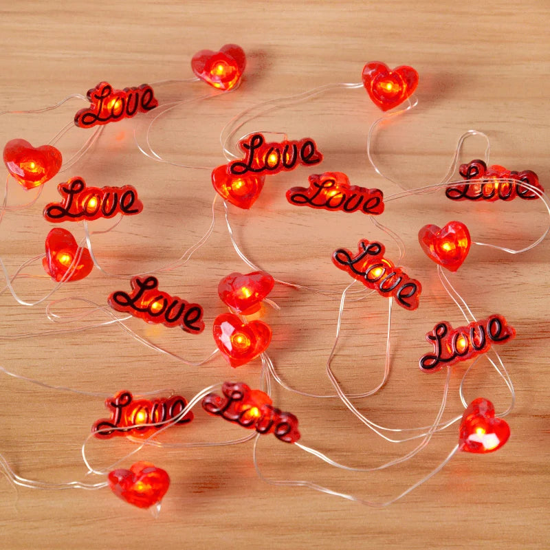 2M 20LED Love Heart String Lights Valentines Day Romantic Decoration Fairy Lights Garland For Wedding Home Decor Valentines Gift