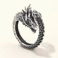 925 Sterling Silver Vintage Fashion Gothic Punk Ancient Dragon Men Jewelry Opening Ring Thai Silver Boyfriend Gift Party