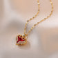 ZAKOL Gorgeous Colorful Zircon Love Heart Pendant Necklace For Women Fashion Stainless Steel Neck Chain Jewelry Gift