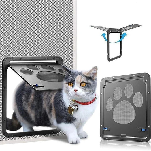 Cat Dog Pet Gate Self Closing Flap Door Lockable Magnetic Screen Outdoor Functional Door Anti Bite Puppy Cat Screen Window Door