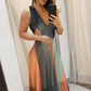 2022 new V-neck striped color matching thin shoulder strap long dress summer dress elegant dress women