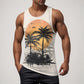 Men Vest Casual Comfortable Soft Breathable Fashion Printed Beach Tank Top Compression Hawaiian Vacation Pullover Plus Size