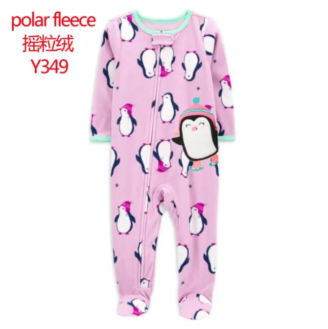 Baby Pajamas Zipper Fleece Newborn Girls Romper Warm Winter Underwear One Piece Overalls Boys Outfits Truck Infants Clothes