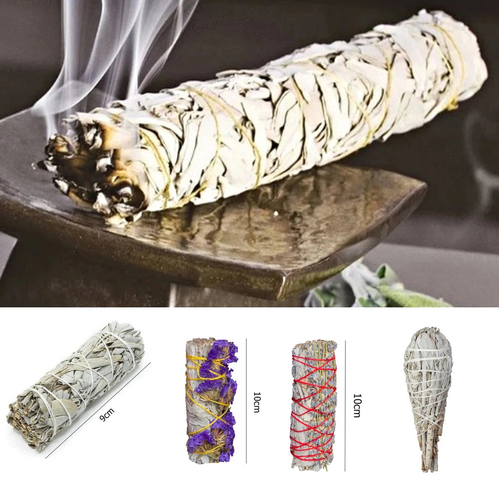 Palo Santo Natural White Sage Grass Bundle Smudge Sticks Pure Leaf Smoky Indoor Purification Grass Incense Home Office Cleansing