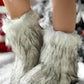 Women's Winter Fluffy Faux Fox Fur Short Boots Woman Plush Warm Snow Boots Luxury Footwear Girls' Furry Fur Bottes Fashion Shoes