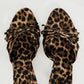 2024 Summer New One-strap Back Empty Female Drag Bow Decorated Leopard Print High Heels Printed High-heeled Sandals  Slippers