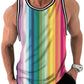 Vintage Striped Graphic Tank Tops For Men Fashion Casual Summer Sleeveless 3D Printed Vest Loose Crew Neck Quick Dry Sports Tees