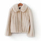 FANIECES Solid Fur Short Coat Winter Women Lapel Button-up Long Sleeve Faux Fur Shaggy Outwear Elegant Korean Overcoat Tops 코트