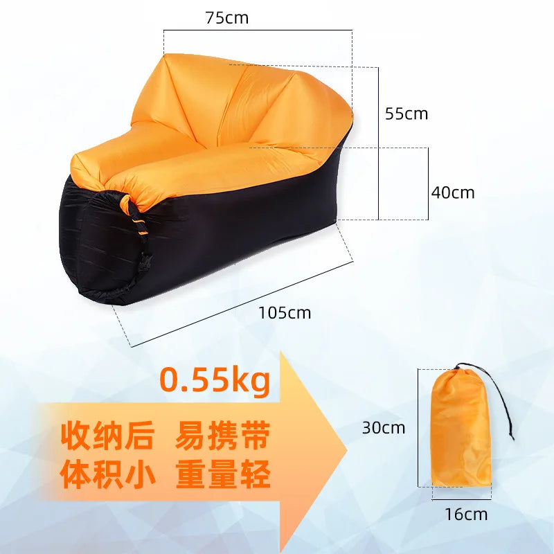 Inflatable Sofa Outdoor Lazy Sofa Portable Beach Sleeping Bag Folding Single Air Sofa Cushion Travel Goods Air Sofa Mat Camping