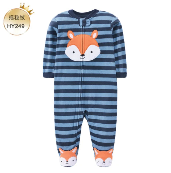 Baby Pajamas Zipper Fleece Newborn Girls Romper Warm Winter Underwear One Piece Overalls Boys Outfits Truck Infants Clothes