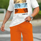 2 Piece Summer Casual Everyday Men's Short Sleeve Shorts Set Hawaiian Print Men's T-shirt Outdoor Sports Men's Beach Shorts