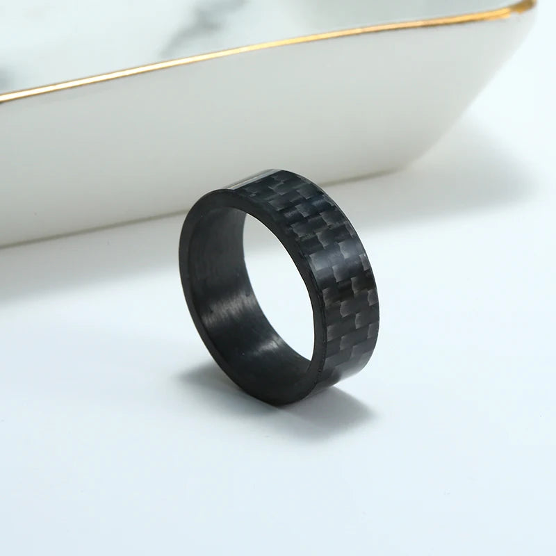 Black Rings Carbon Fiber Spinner Rings Men Women Unique Punk Wedding Engagement Band Stainless Steel bague anti stress