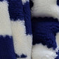 [Plush Winter Coat] Blue & White Plush Checkered Winter Coat | Men's Loose Fit, Stand Collar, Zip-Up Jacket with Drawstring Hood, Casual Style for Fall/Winter